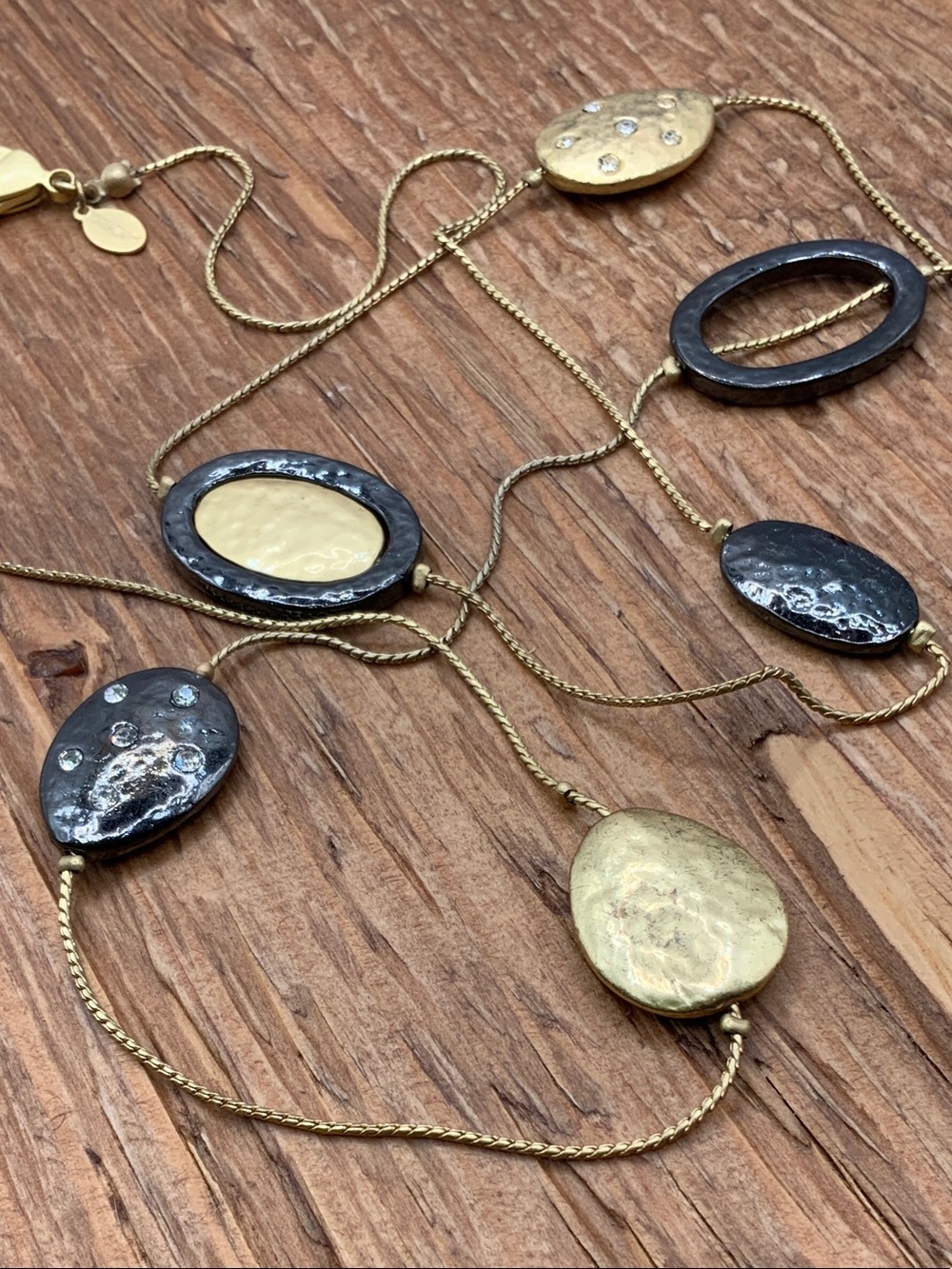 Chico's Omyra Gold Tone and Black Mixed-Metal Long Necklace